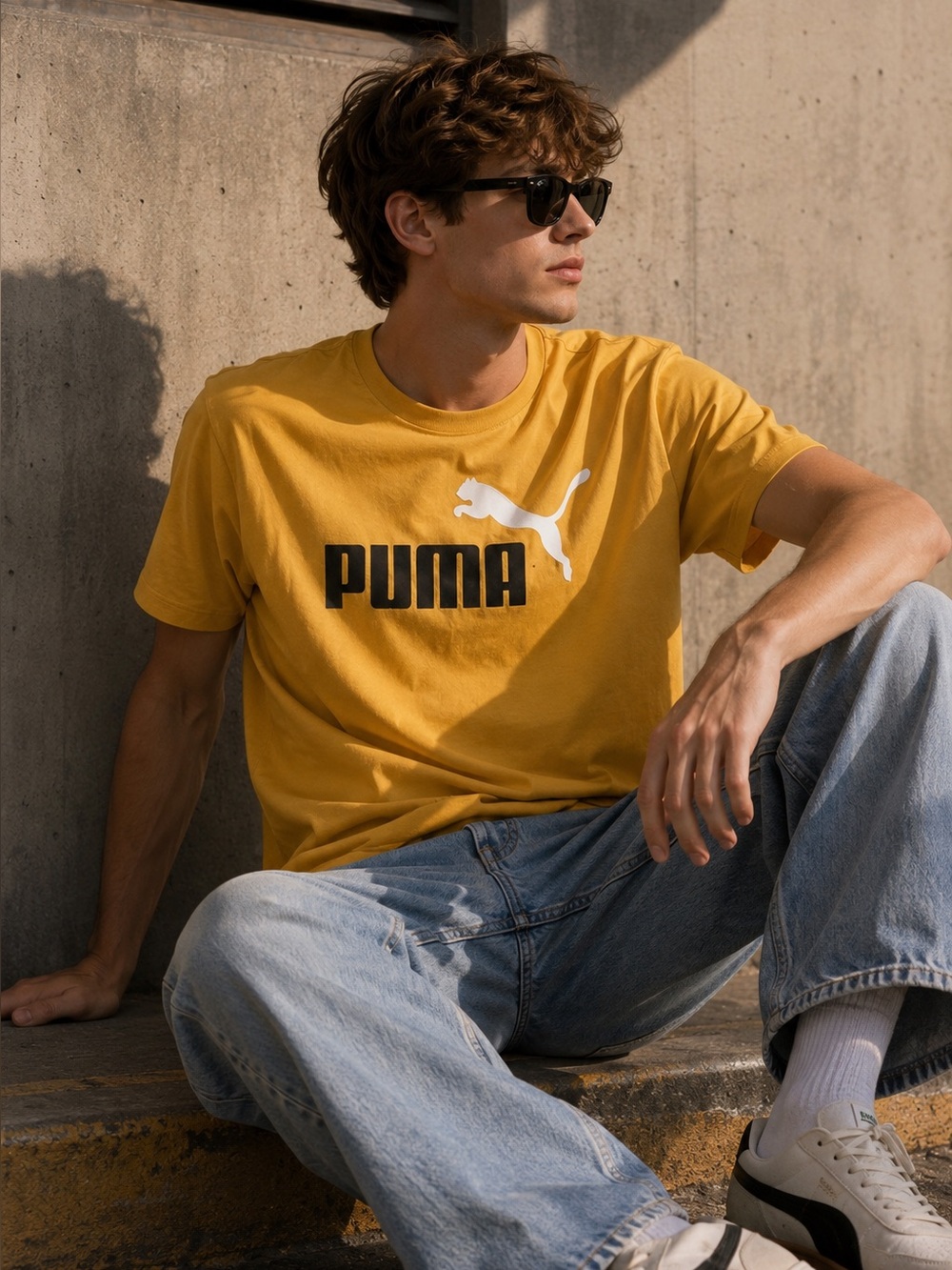 Puma Logo Graphic T-Shirt Mineral Yellow M